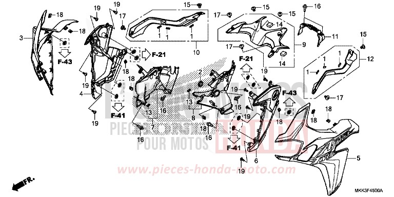 CARENAGE MILIEU (CRF1000A/AL/D/DL) de Africa Twin GRAND PRIX RED (R380B) 2018